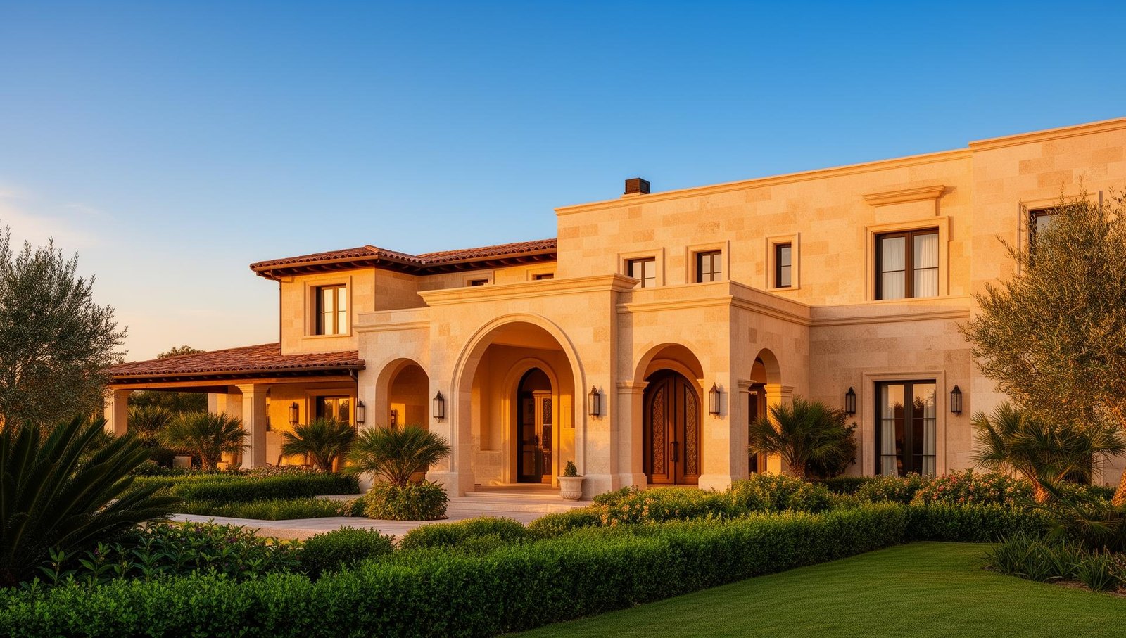 Luxury Mediterranean villa with Sinai Pearl Limestone facade cladding