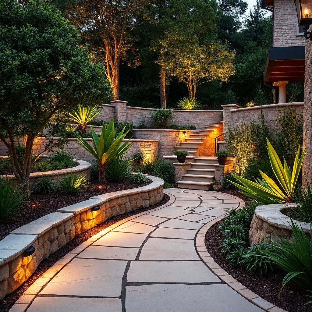 Sinai Pearl limestone landscaping pathways and garden walls
