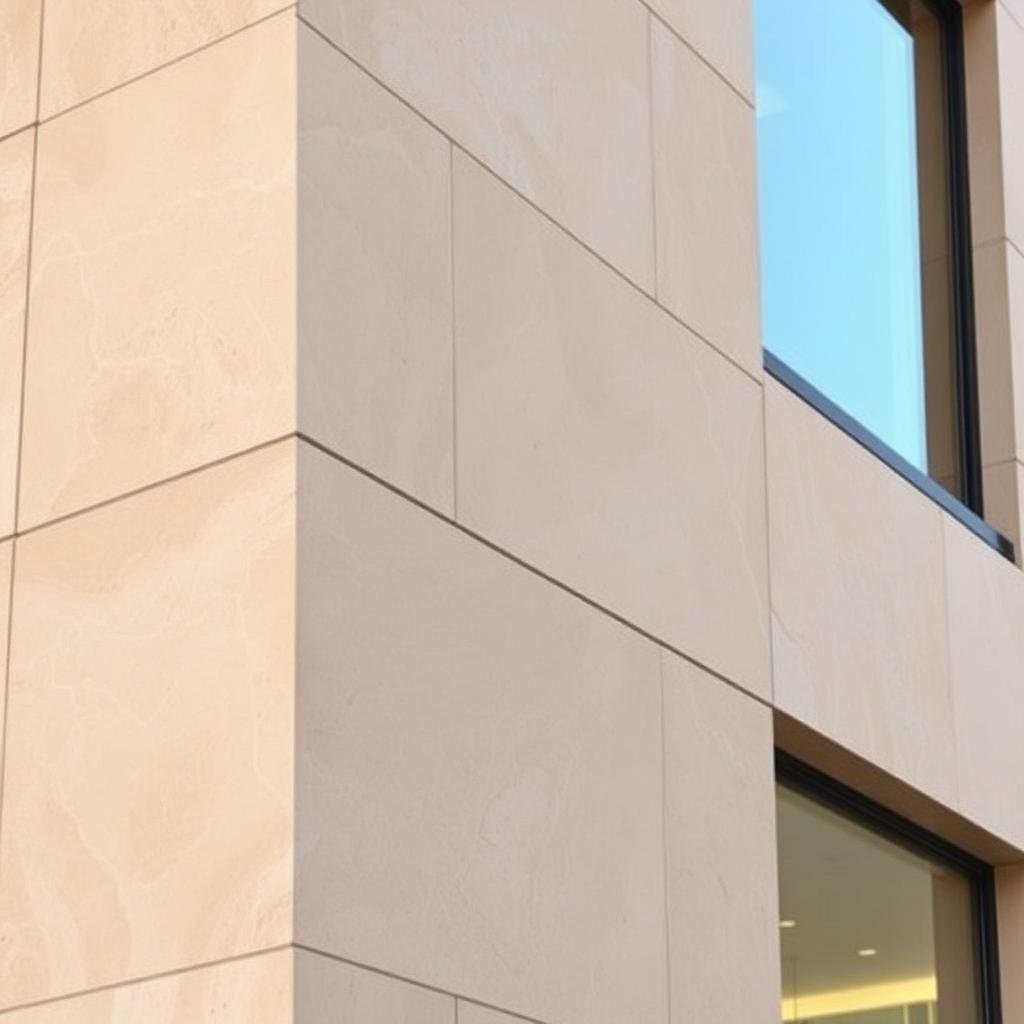 Sinai Pearl limestone facade cladding on building